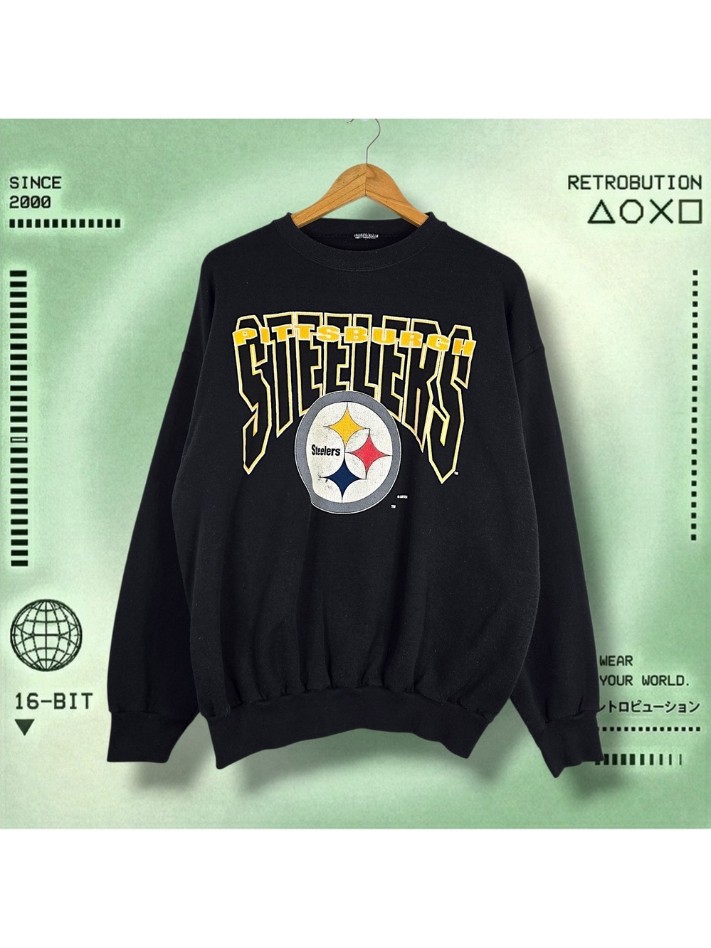 Vintage 90s Pittsburgh Steelers NFL Crewneck Sweatshirt Black Size XL
